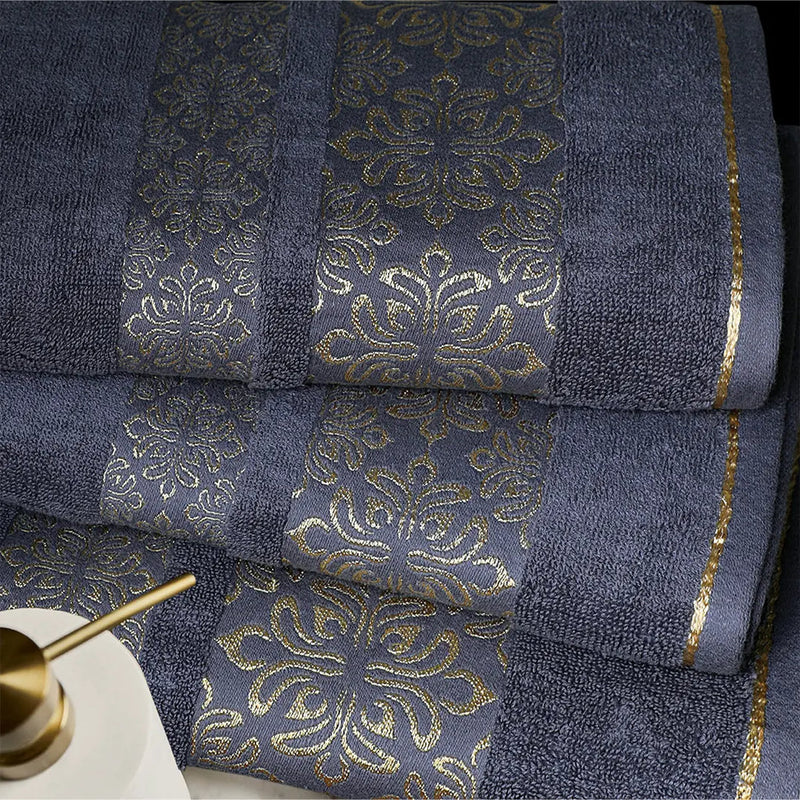Grey Flower Bath Towel
