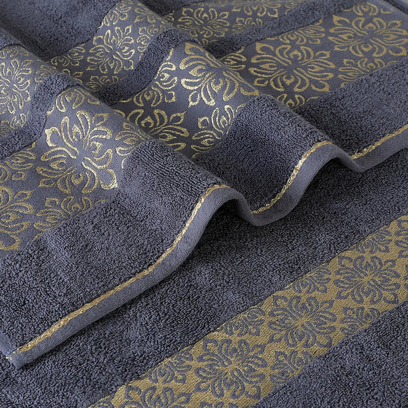 Grey Flower Bath Towel