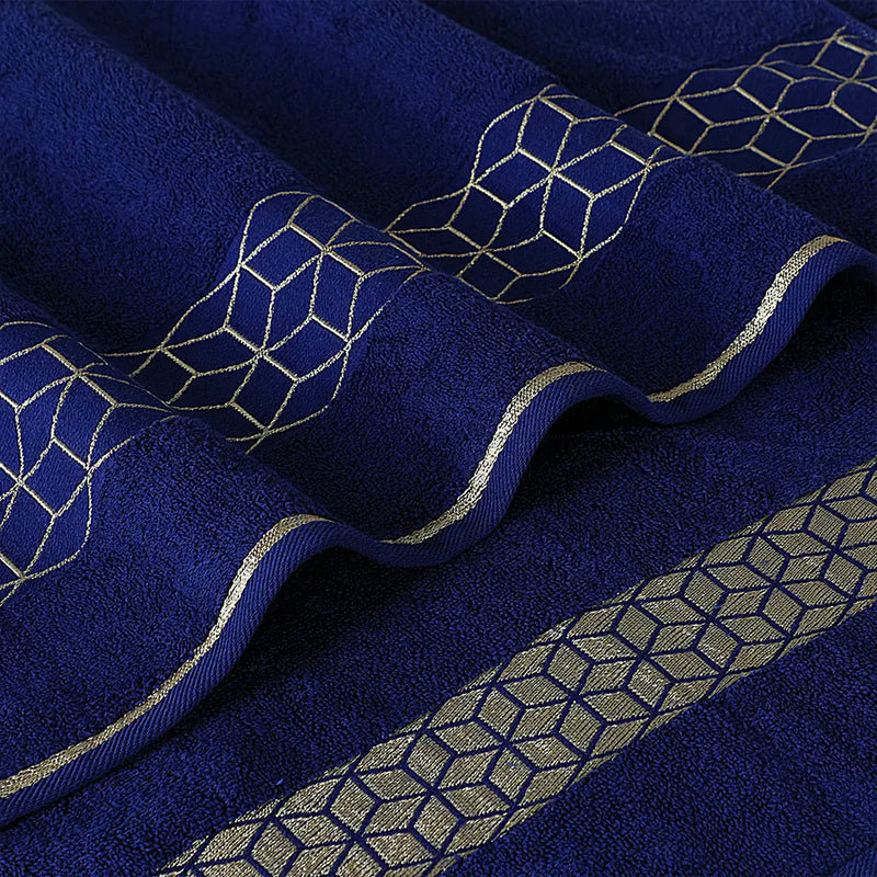Navy Diamond Flower Bath Towel