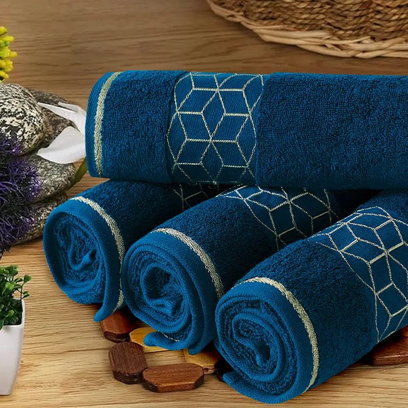 Teal Diamond Flower Bath Towel