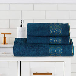 Teal Diamond Flower Bath Towel