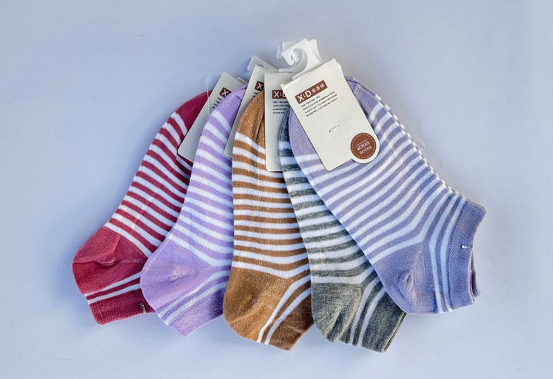Ladies Ankle Socks White Strap (Pack of 5)