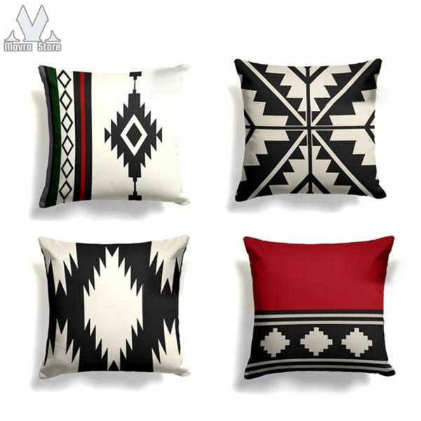 Cushion Covers Traditional Style Black pack of 4