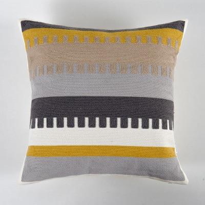 Cushion Covers Traditional Style Yellow Grey 6 Pcs